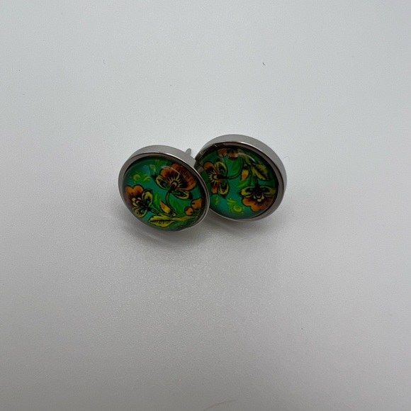 Trendy Colorful Floral  Earring Set  -Stylish Flower Boho Stud Earrings Set - Picture 4 of 11